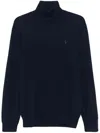 Polo Ralph Lauren Turtleneck Sweater With Cuffs And Hem In Blue