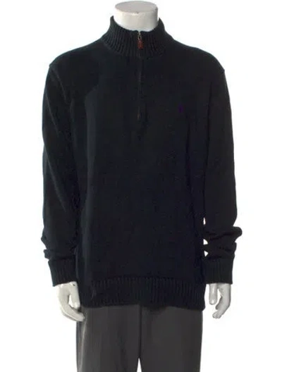 Pre-owned Polo Ralph Lauren Turtleneck Long Sleeve Cardigan In Black