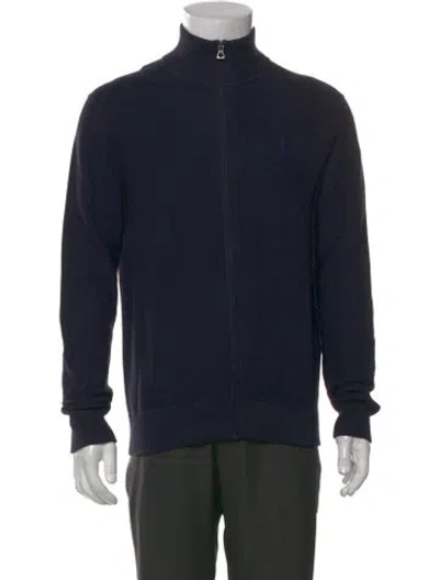 Pre-owned Polo Ralph Lauren Turtleneck Long Sleeve Cardigan W/ Tags In Blue