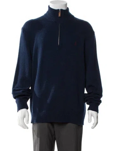 Pre-owned Polo Ralph Lauren Turtleneck Long Sleeve Polo Sweater In Blue