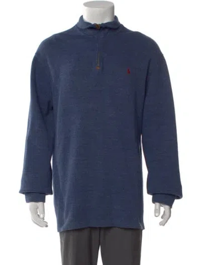 Pre-owned Polo Ralph Lauren Turtleneck Long Sleeve Polo Sweater In Blue
