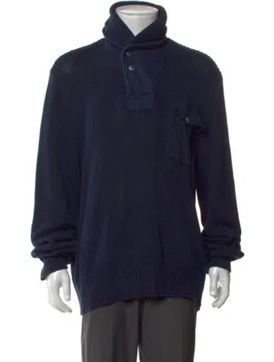 Pre-owned Polo Ralph Lauren Turtleneck Long Sleeve Polo Sweater In Blue