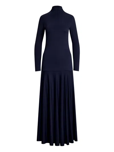 Polo Ralph Lauren Turtleneck Maxi Dress In Blue