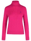 Polo Ralph Lauren Turtleneck Sweater In Fuchsia Wool And Cashmere In Purple
