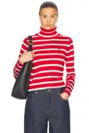 Polo Ralph Lauren Striped Cotton Turtleneck Sweater In Red Multi