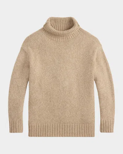 Polo Ralph Lauren Turtleneck Wool-cashmere Sweater In Brown