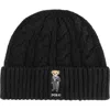 Polo Ralph Lauren Tux Bear Cable Merino Wool, Alpaca & Linen Beanie In Black