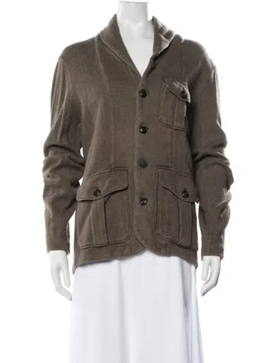 Pre-owned Polo Ralph Lauren Tweed Pattern Jacket In Brown