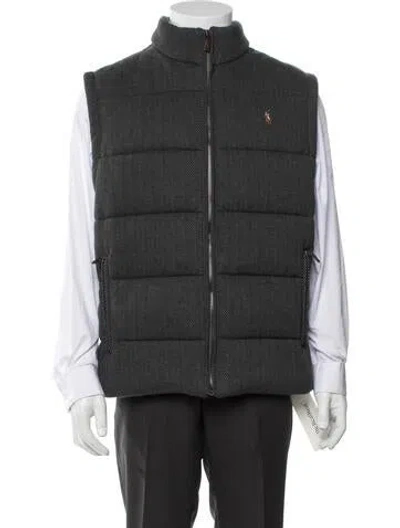 Pre-owned Polo Ralph Lauren Tweed Pattern Vest In Gray