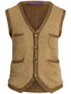 Polo Ralph Lauren Knitted Linen And Silk Vest In Neutrals