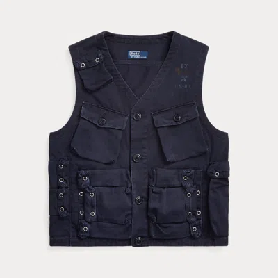 Polo Ralph Lauren Twill Graphic Utility Gilet In Blue