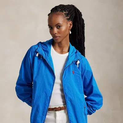 Polo Ralph Lauren Twill Hooded Jacket In Blue