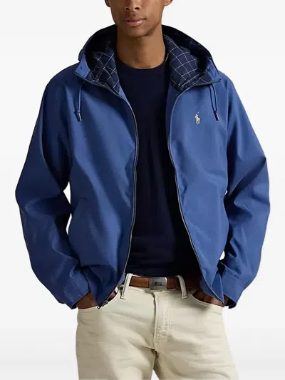 Polo Ralph Lauren Twill Hooded Jacket In Blue