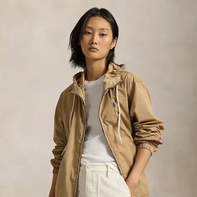 Polo Ralph Lauren Twill Hooded Jacket In Cafe Tan