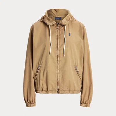 Polo Ralph Lauren Twill Hooded Jacket In Tan