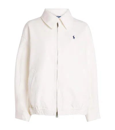 Polo Ralph Lauren Twill Polo Pony Bomber Jacket In White
