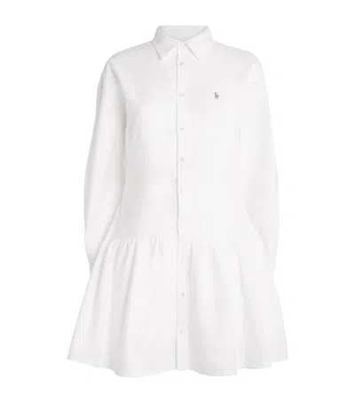 Polo Ralph Lauren Twill Polo Pony Mini Shirt Dress In White