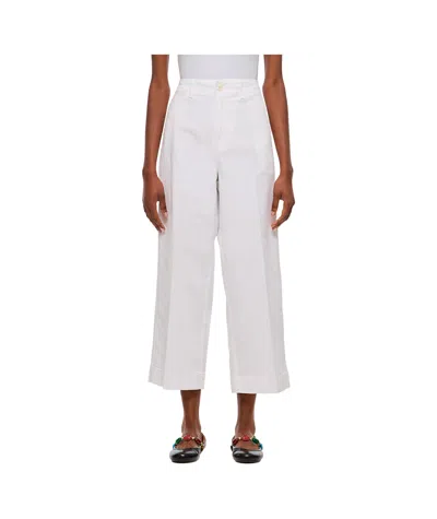 Polo Ralph Lauren Twill Wide-leg Cropped Trousers In White