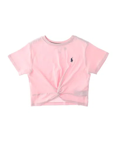 Polo Ralph Lauren Twist-detail Cotton T-shirt In Pink