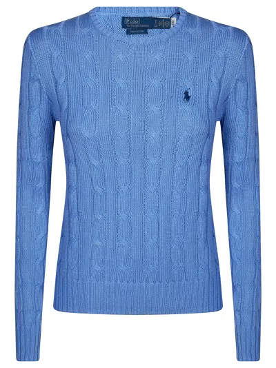 Polo Ralph Lauren Twist Knit Crewneck Sweater For Women In Blue
