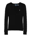 Polo Ralph Lauren Kimberly Cable Cotton V Neck Sweater In Black