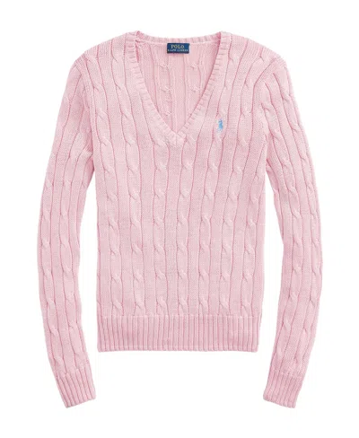 Polo Ralph Lauren Twisted Knitted V-neck Sweater In Pink