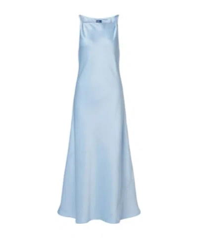 Polo Ralph Lauren Twisted Satin Gown In Blue