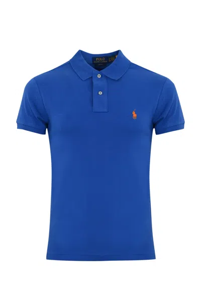 Polo Ralph Lauren Two-button Cotton Polo Shirt With Logo In Blue