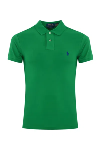 Polo Ralph Lauren Two-button Cotton Polo Shirt With Logo In Green