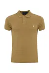 Polo Ralph Lauren Two-button Cotton Polo With Logo In Cafe