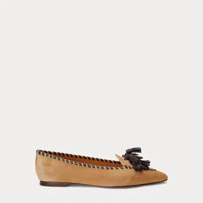 Polo Ralph Lauren Two-tone Tasselled Suede Loafer In Brown
