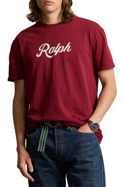 Polo Ralph Lauren Uneven Logo Graphic T-shirt In Red Carpet