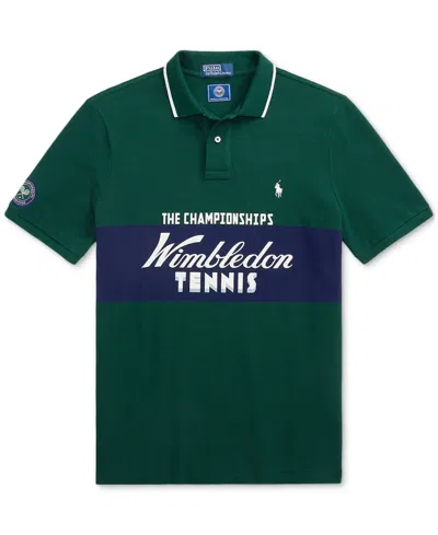 Polo Ralph Lauren Unisex Wimbledon Classic-fit Logo Polo Shirt In Vintage Pine Multi