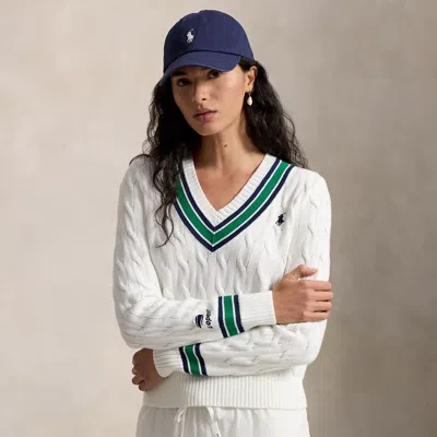 Polo Ralph Lauren Us Open Cotton Cricket Sweater In Ceramic White Multi