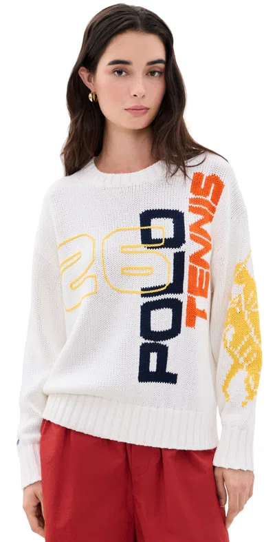 Polo Ralph Lauren Us Open Graphic Cotton Intarsia Sweater White