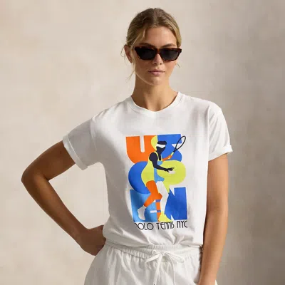 Polo Ralph Lauren Us Open Graphic Cotton Jersey Tee In White