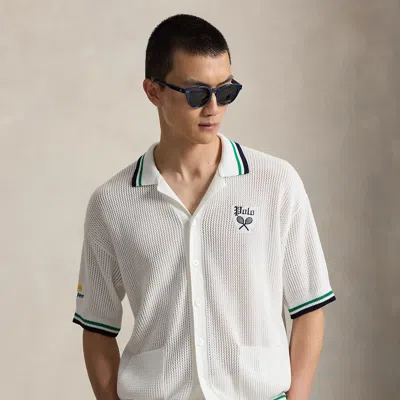 Polo Ralph Lauren Us Open Short-sleeve Cardigan In Ceramic White Multi