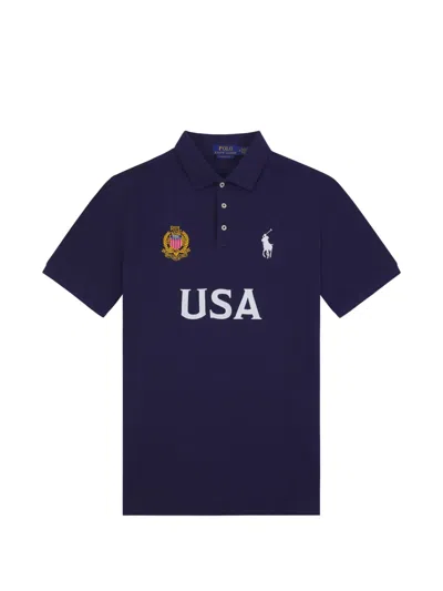 Polo Ralph Lauren Classic Fit Usa Polo Shirt In Newport Navy In Blue