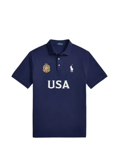 Polo Ralph Lauren Classic Fit Usa Polo Shirt In Newport Navy In Blue