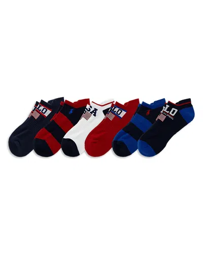 Polo Ralph Lauren Usa Stadium Low Cut Ankle Socks, Pack Of 6 In Multi