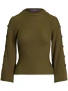 Polo Ralph Lauren Rib-knit Wool-silk Button-sleeve Sweater In Green