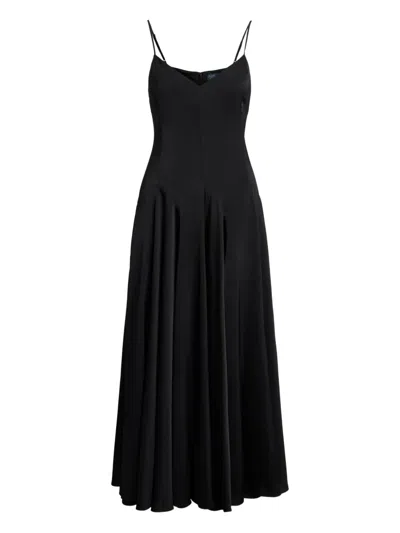 Polo Ralph Lauren V-neck A-line Dress In Black