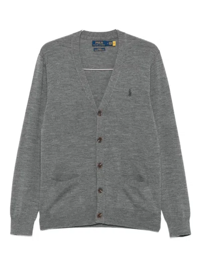 Polo Ralph Lauren V-neck Buttoned Cardigan In Gray