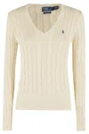 Polo Ralph Lauren Logo Embroidered Cable Knit Sweater