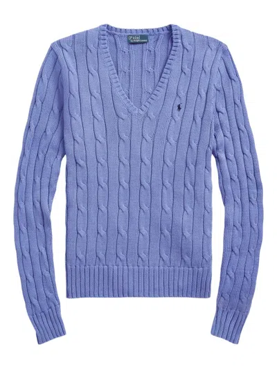 Polo Ralph Lauren V-neck Cable-knit Sweater In Blue