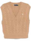 Polo Ralph Lauren V-neck Cable-knit Sweater In Neutrals
