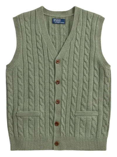 Polo Ralph Lauren V-neck Cable-knit Vest In Green