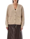 Polo Ralph Lauren Ribbed Cashmere Blend V-neck Cardigan In Brown