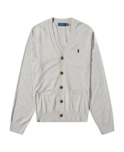 Polo Ralph Lauren V-neck Knitted Cardigan In Gray