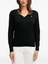 Polo Ralph Lauren V-neck Logo Sweater In Black